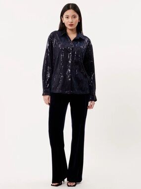 FRNCH Maelle Sequin Shirt - Bleu Marine